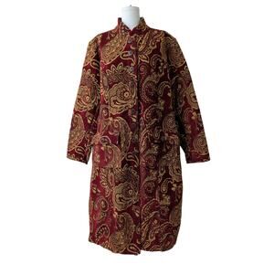 flashback vintage midi length tapestry coat